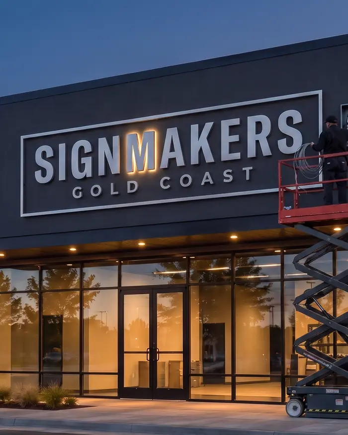 Illustration: completed fabricated lettering with one letter lit while the circuits are tested